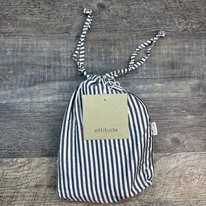 NEW Ettitude Set of 2 Standard Signature Sateen Pillowcases Slate Stripes